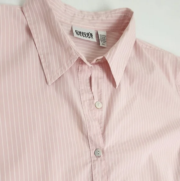 Vintage Chico's Design Pink And White Stripe Button Down Top. - Picture 2 of 8